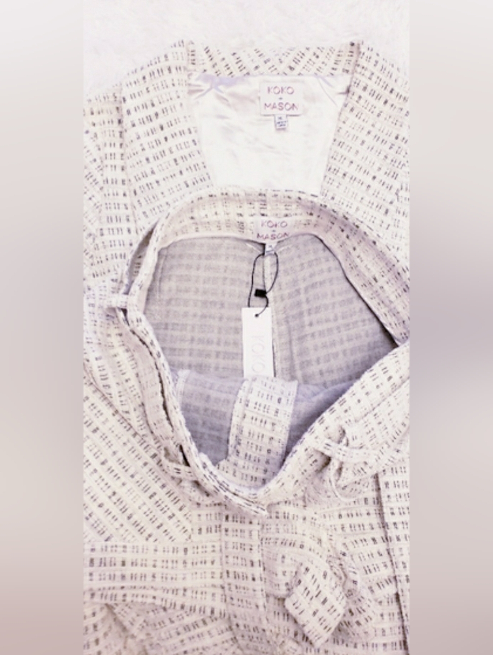 2 Piece Woven Tweed Ivory Women’s Summer Jacket & Short Set - Picture 10 of 10